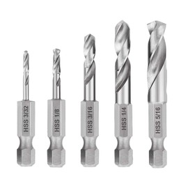 5 pieces 1/4 inch quick-change hexagonal shank metal drill bit set HSS M2.3/32, 1/8, 3/16, 1/4, 5/16 inch, drill with hex shank, angle drill, HSS drill set