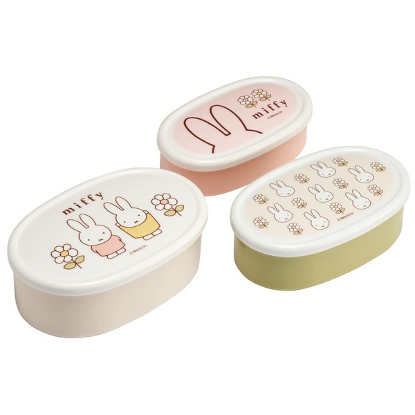 Skater SRS3SAG-A Bento Box, Sealing Containers, Storage Containers, Set of 3, Miffy, Made in Japan, 29.8 fl oz (860 ml)
