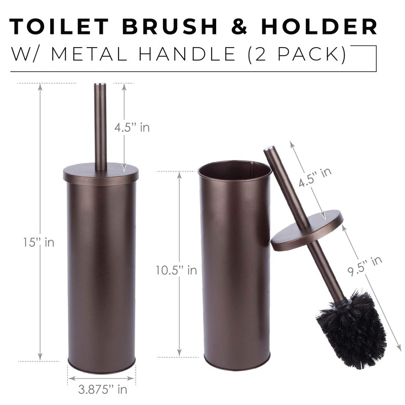 JS Jackson Supplies Sleek Toilet Brush and Holder with Metal