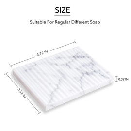 JIMEI - Porta Jabón, Soporte para Jabonera de Mármol Blanco para Joyas, Anillos, Fregadero o Ducha, Cocina