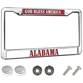 Religious US Tag GOD Bless America Alabama Christian License Plate Cover Durable Metal Frame Tags 2 Holes with Screws