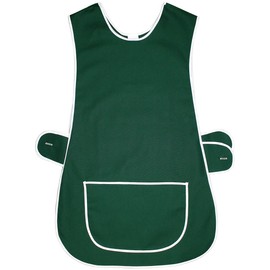 Kentex Online 2 Pack Women's Home Work Tabbard Apron Plain Coloured Single Large Pocket Side Fastening Tabards (XOS, Bottle Green)