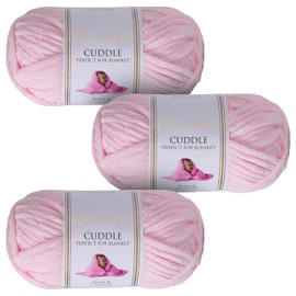 Utopia Crafts Cuddle Super Chunky Chenille Soft Yarn for Knitting and Crochet 3X 100g (Baby Pink)