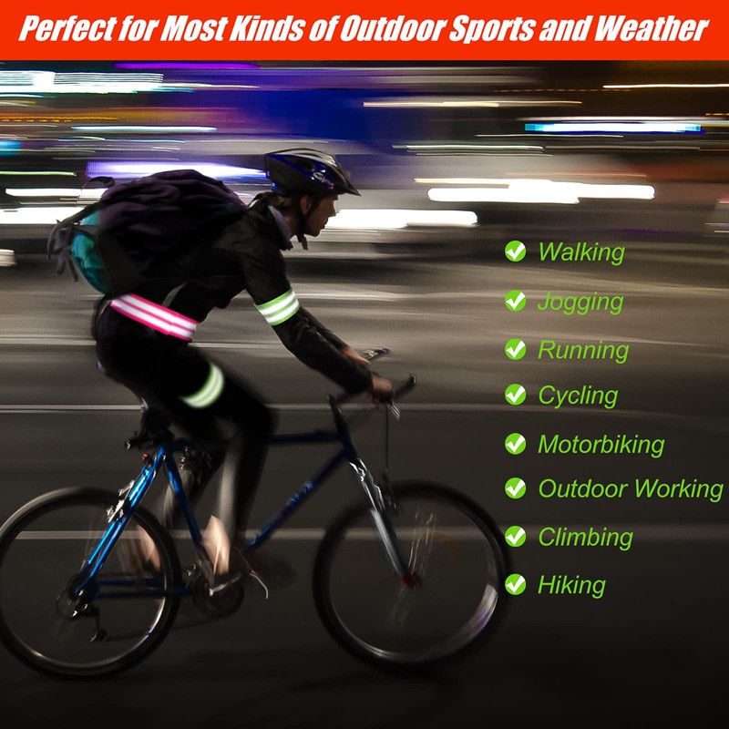 16 Pieces Reflective Bands Reflector Bands for Wrist, Arm, Ankle,
