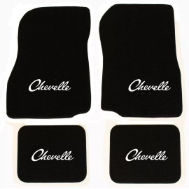 AFM NEW! 1966 - 1967 CHEVELLE Floor Mats Black Carpet Embroidered Silver Logo All 4