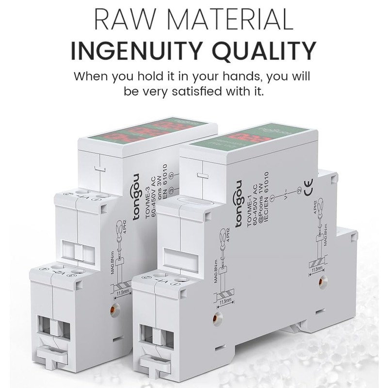 TONGOU Voltmeter Voltmeter 3 Phase Voltmeter Digital Display AC 60-450V