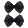 6-Inch Black Organza Double Hair Bows with Alligator Clips Elegant