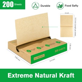 EcoDispose 6" x 10-1/2" Precut POP UP Deli Paper Sheet Pack of 200, kraft ,Interfolded Heavy Paper for Food Wrap and Serving