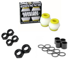 Bones Skateboard Yellow/White Medium Bushings + Axle, Kingpin Nuts and Speed Kit
