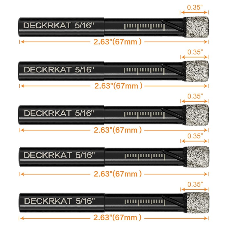 5 Packs Dry Diamond Drill Bits Set 5/16" 8mm Vacuum