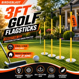 2 or 4 Set 3Ft Golf Flagstick Mini Putting Green Pin Flag for Yard, Foldable Golf Pin Flag for Portable Practice (4PACK YELLOW)