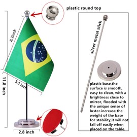 Krmkot Brazil Brazilian Desk Flag Table Flag, Small Mini Brazil Brazilian Desktop Flag,Miniature International World Country Flags,Festival Events Celebration,Office decoration (Brazil)