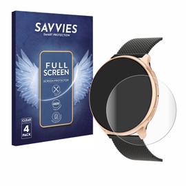 Savvies Pack of 4 Full Screen Protectors for RifePhi SmartWatch 1.39 Inch Full Cover Screen Protector Film [3D Curved, Transparent]