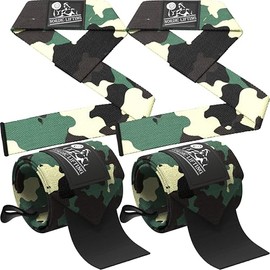 Muñequeras + correas de elevación (2 pares) para levantamiento de pesas, entrenamiento cruzado, entrenamiento, gimnasio, levantamiento de potencia, culturismo, apoyo para hombres/mujeres, evitar