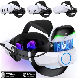 BEBONCOOL For Meta Oculus Quest 3/3s/Quest 2 VR Headset Elite Head Strap w/6700mAh Battery