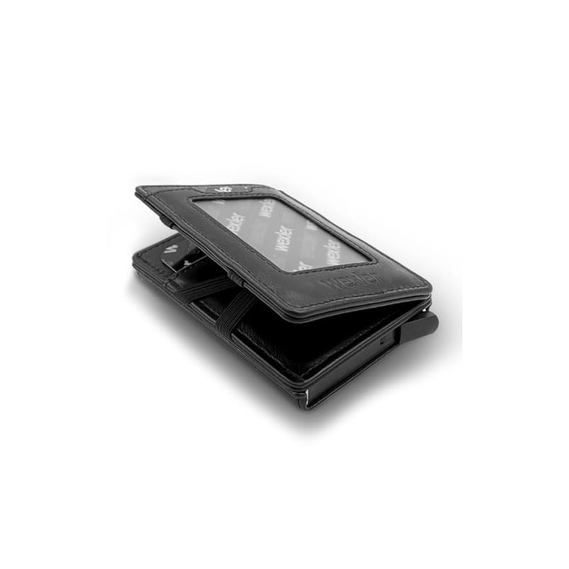 WEXLER Cartera Slim con Protección RFID, Mecanismo Pop-Up de Tarjetas
