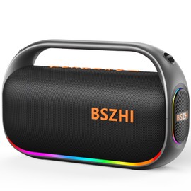 BSZHI 80W(120W Peak) Bluetooth Speaker Loud, Portable IPX6 Waterproof Bluetooth Speakers Wireless TWS for Outdoor, Party, Travel, and Beach Camping with Light, BT5.0, USB/TF Card, AUX