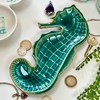 Teal Seahorse Plate Ceramic Blue Seaside Nautical Jewellery Trinket Dish