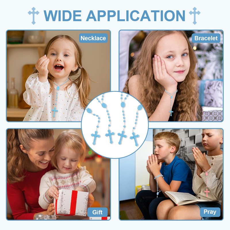 JUXINDAZYF 17'' Bulk Rosaries, Plastic Rosary Beads 12 Rosary Set