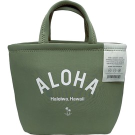 Simple ALOHA Logo Earth Color Calm Texture Hawaiian Cold Insulated Neoprene Tote Bag Width 12.6 x Height 9.4 x Depth 6.3 inches (32 x 24 x 16 cm), Blue, Perfect for Everyday Use, Outing, Lunch Bag,
