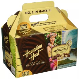 Aloha 6 PACK HAWAIIAN HOST ALOHAMACS MILK CHOCOLATE  CHOCOLATE COVERED MACADAMIA