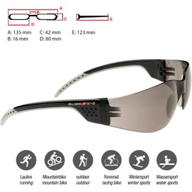 SWISSEYE Outbreak Luzzone Sports Sunglasses, Sports Glasses (100% UVA, UVB and UVC protection, shatterproof frame material, minimal weight, polycarbonate lens, incl. microfiber bag), Black/Silver