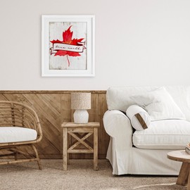 Stupell Industries True North Maple Leaf White Framed Print Under Glass design by Lil' Rue, 21 x 17