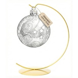 Polish Gallery Small 6 inch Tall Glass Ornament Display Stand Holder Single Hanger Hook for Glass Ball 80mm-100mm/3-4 inch Ø, Gold