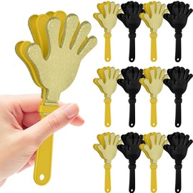 12 Pcs Glod and Black Glittered Hand Clappers，7" Hand Clappers Noisemakers for 2026 New Year's Eve Party Supplies