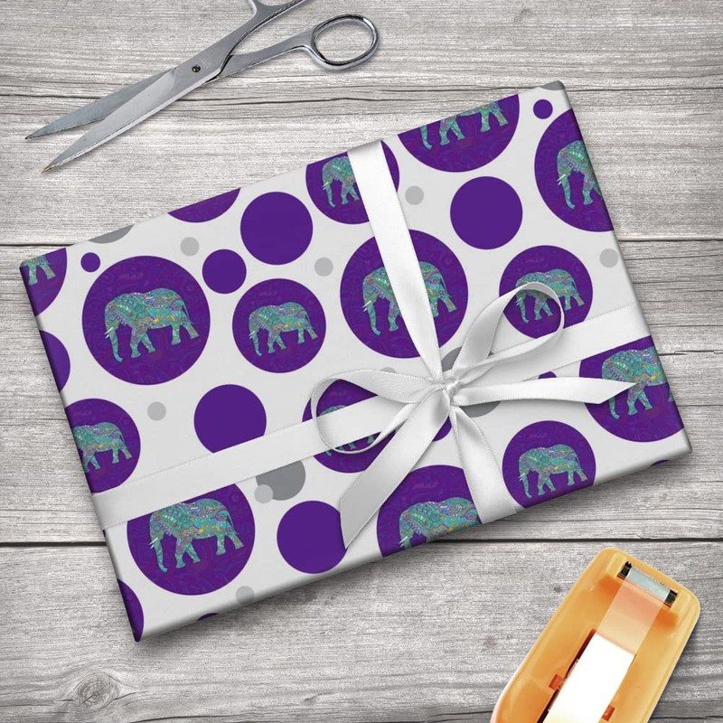 Mosaic Elephant Gift Wrap Wrapping Paper Roll