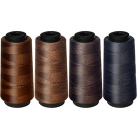 4 Spools Sewing Threads 1600Yards Using for Hand Sewing,Hair Extensions,Making Wigs DIY(Dark Yellow Brown Series)