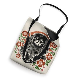 Pekingese Dog Retro Japanese Cherry Blossoms Cute Floral Tote Bag