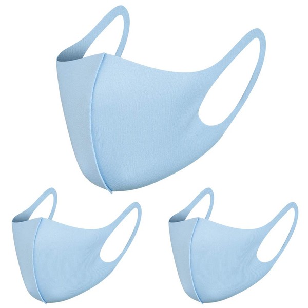 NUÜR 3 Pcs Reusable Face Mask, with Ear Loops, Breathable, Soft, Washable, Durable for Everyday Public Use, Blue