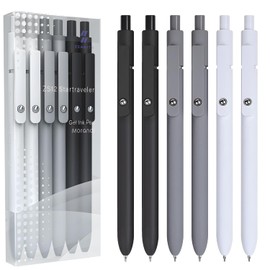 DRMAVI 6pcs Cute Gel Pens Quick Dry Ink Pen,Retractable Black Ink Rolling Ball Gel Pens Fine Point(0.5mm) Premium Smooth Writing Aesthetic Pens For Journaling School Office Supplies Mens Gifts