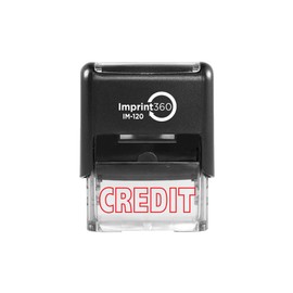 Supply360 AS-IMP1040 - Credit, Outlined Text, Heavy Duty Commerical Quality Self-Inking Rubber Stamp, Red Ink, 9/16" x 1-1/2" Impression Size, Laser Engraved for Clean, Precise Imprints