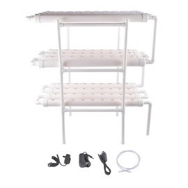 Floor-Standing Hydroponic Grow Kit, 3 Layer 108 Plant Sites 12 Food-Grade PVC-U Pipes Hydroponics Planting System with Water Pump, Pump Timer, Nest Basket and Sponge for Leafy Vegetables