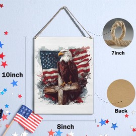 Fourth of July Decorations 4th of July Decor for Home Wall Independence Memorial Day Decorations Patriotic American Eagle Wood Decor 8 x 10 inches