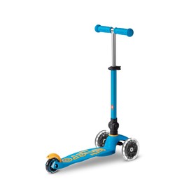 Micro Kickboard - Mini Deluxe Foldable LED Scooter, 3-Wheeled, Lean-to-Steer, Swiss-Designed Micro Scooter with LED Light-Up Wheels, for Kids Ages 2-5 (Ocean Blue)