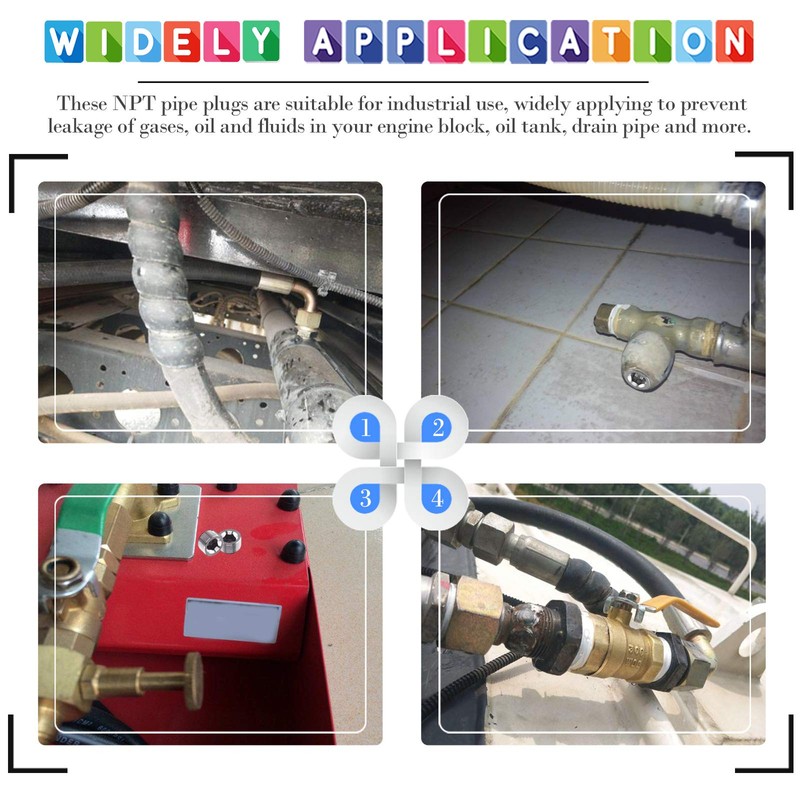 Glarks 16Pcs 304 Stainless Steel 1/8'' NPT Male Pipe Plug