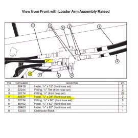 Terramite T5B T5C Hydraulic Hose 1/4" x 34" Long # 88434 See Diagram