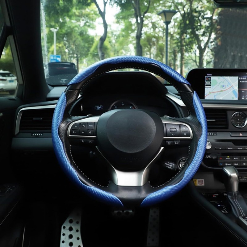 Einesin 3pcs Car Carbon Fiber Anti-Skid Steering Wheel Cover，Segmented Steering
