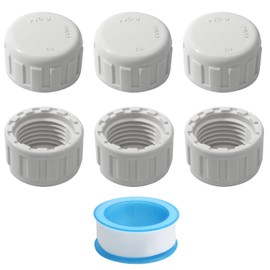Kyuionty 6 Pcs 1/2" PVC End Cap Fittings White Female Thread Pipe Plug Adapter for Sprinkler Cap, Plumbing, Pipe Repair and DIY Projects