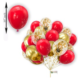 Red Gold Balloons pack of 30 Gold Birthday Balloons 10 Inch Confetti Balloons Red Latex Balloons for Helium Party Balloons for Birthday Wedding Baby Shower Decoration