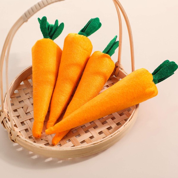 Pack of 4 Easter Carrots Fabric Carrot Toy Non-Woven Carrots Artificial Carrot Farmhouse Easter Baskets Decor for Spring Rabbit Decor Tiered Decoration Party Accessories