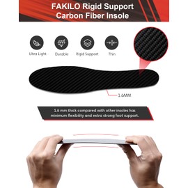 Carbon Fiber Insole Insert for Turf Toe, Hallux rigidus, mortons Toe, Arthritic Toe, 1.6MM Rigid Inserts Carbon Fiber Foot Plate Prevent Bending and Pain - 221mm