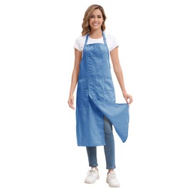 Nanxson Unisex Apron Potter Apron Long Apron with 3 Pockets Adjustable Buckle for Painting Ceramic Wheel DIY Art, blue, One size fits all