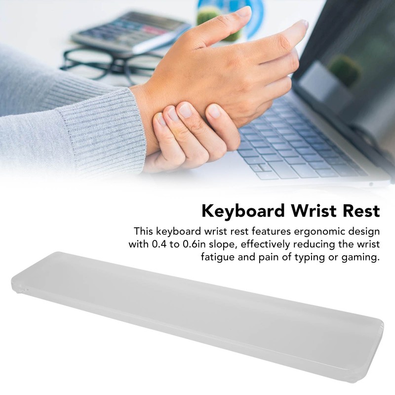 Keyboard Wrist Rest 0.4 to 0.6in Slope Ergonomic Clear Acrylic
