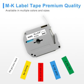 UniPlus 3 x Compatible Label Tape Replacement for Brother MK231 M-K231 M-K231BZ Non-Laminated Label Tape Black on White for PT-65 PT-80 PT-75 PT-55 PT-85 PT-90 PT-110, 12 mm x 8 m