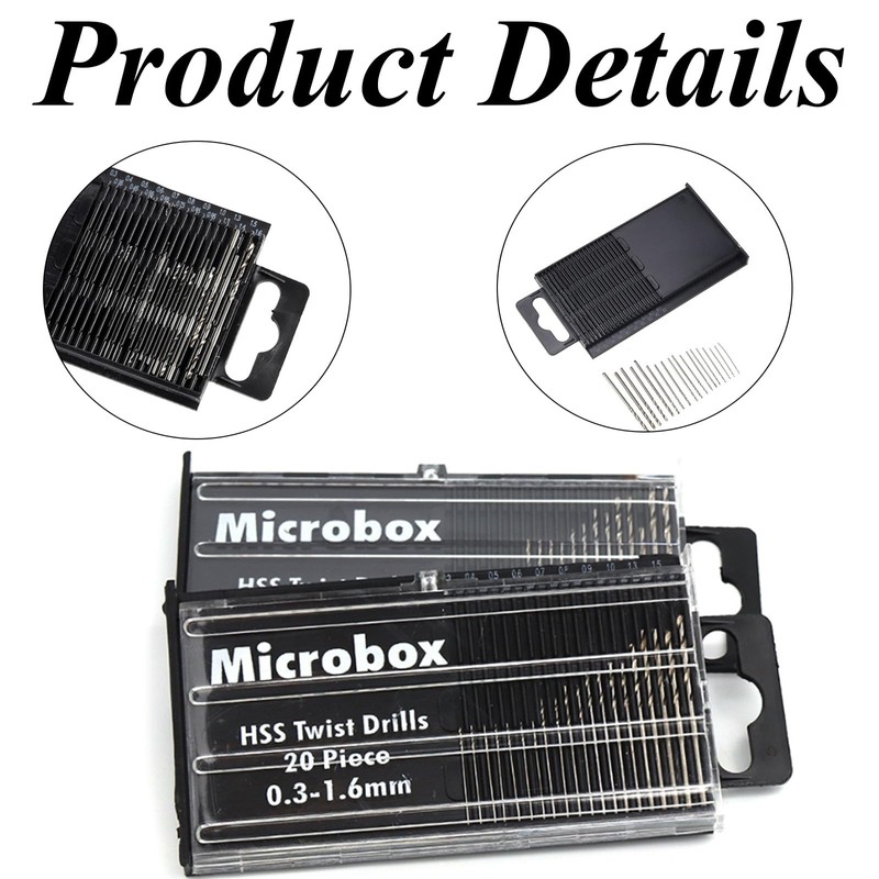 20 Pieces HSS Mini Micro Drill Bit Set 0.3-1.6mm Twist