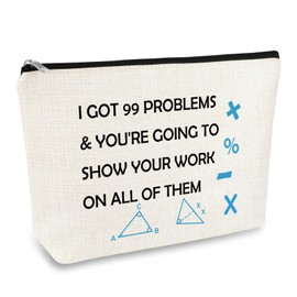 Funny Math Teacher Makeup Bag Math Gift for Math Lover Cosmetic Bag Teachers' Day Week Graduation Gift for Women Student Mathematician Math Teacher Retirement Gifts Zipper Travel Toiletries Pouch